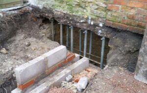 Image showing underpinning to the foundations of a building, for stability